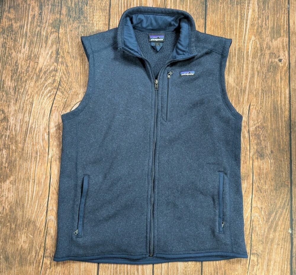 Patagonia Better Sweater Vest Large Men's Blue Navy Zip Up Outdoor Hiking